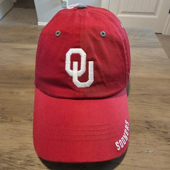 Oklahoma University Strapback Hat Cap Red Gray OU Boomer Sooners NCAA SEC Preppy - Picture 4 of 11